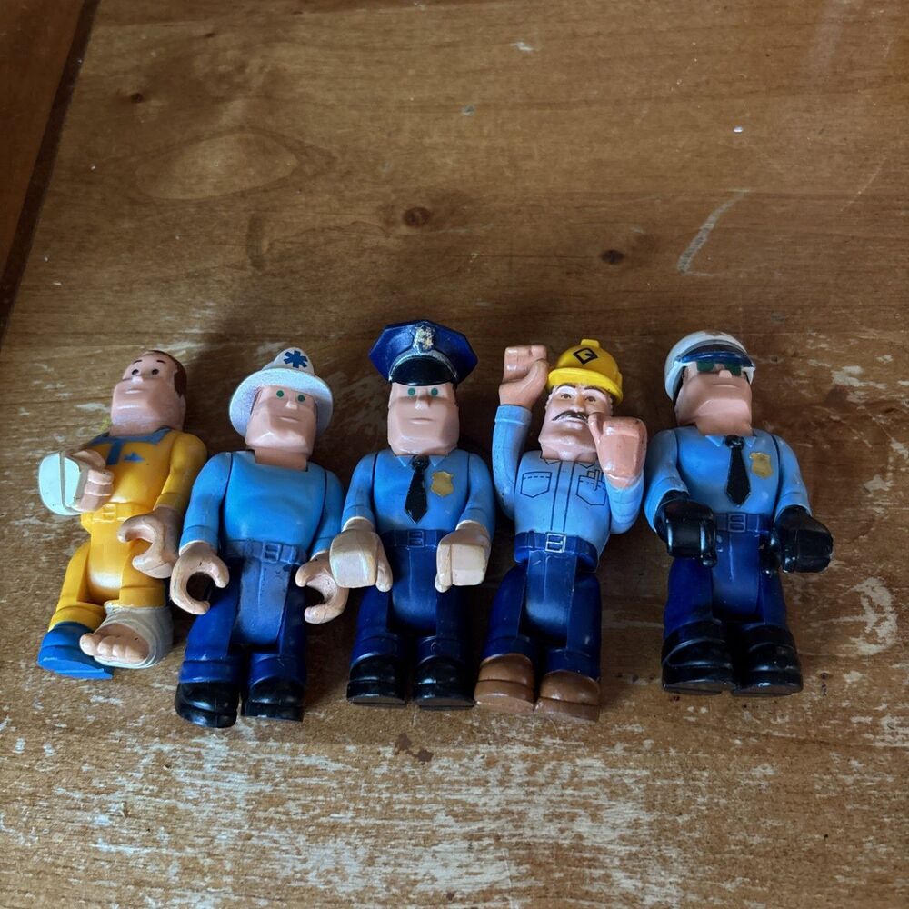 Lot Of 5 VTG Fisher-price Fire Construction Husky Helpers 1980s Police